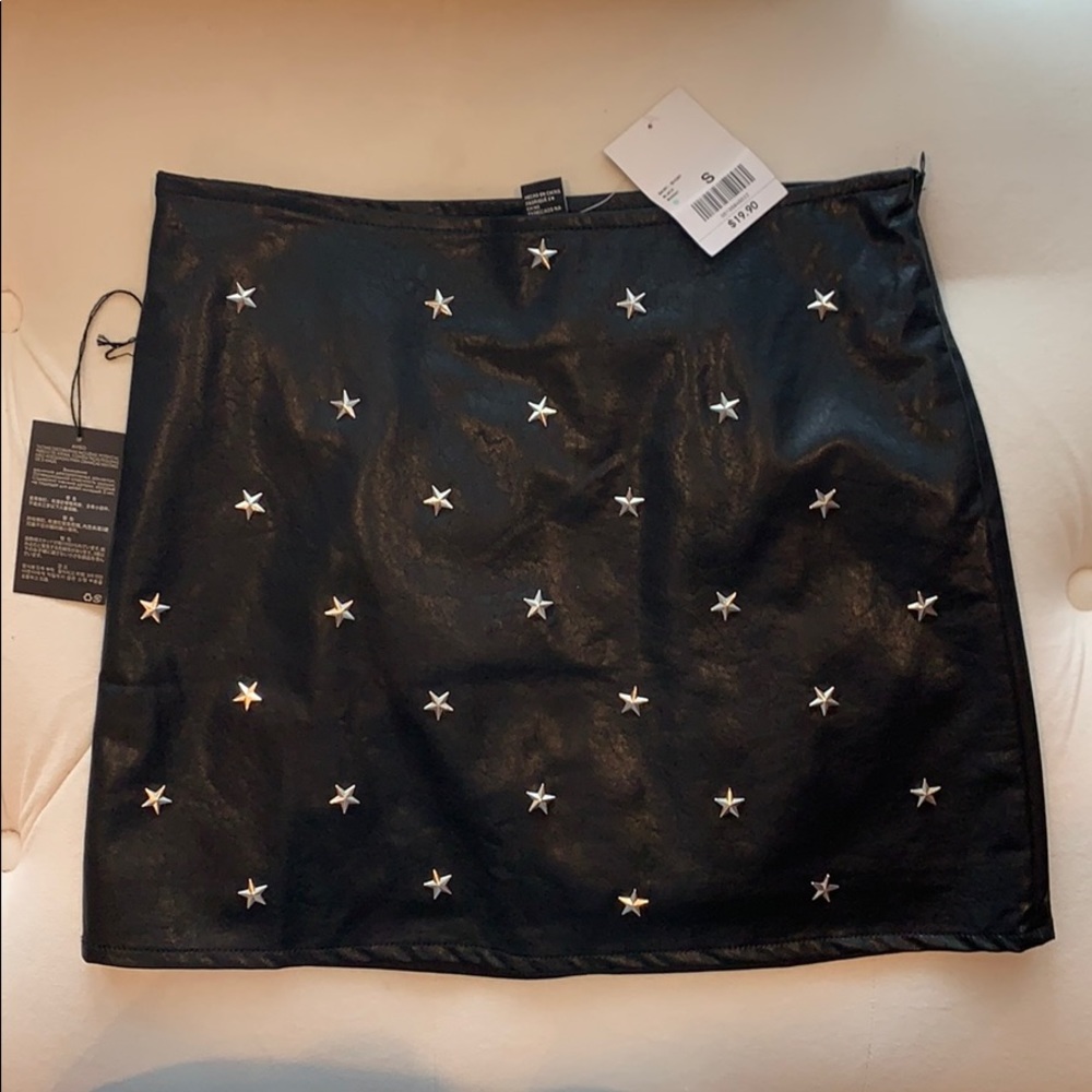 Brand new Forever 21 leather skirt with stars